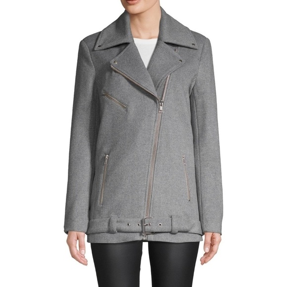 Wythe NY Jackets & Blazers - 𝅺Wythe NY Long Wool Blend Moto Jacket Heather Grey
